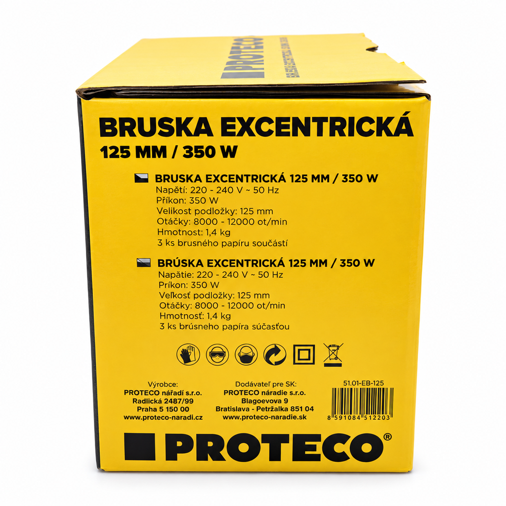Box view PROTECO 125mm sander for hook and loop sanding pads