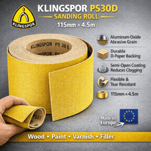 KLINGSPOR Sandpaper Roll PS30D 115mm x 4.5m features