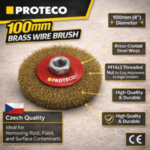 PROTECO brass wire wheel 100mm for rust and paint removal