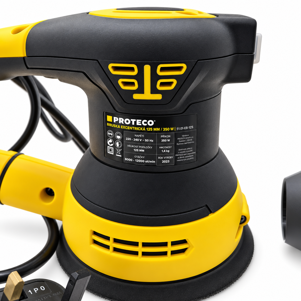 Side view of PROTECO variable speed orbital sander