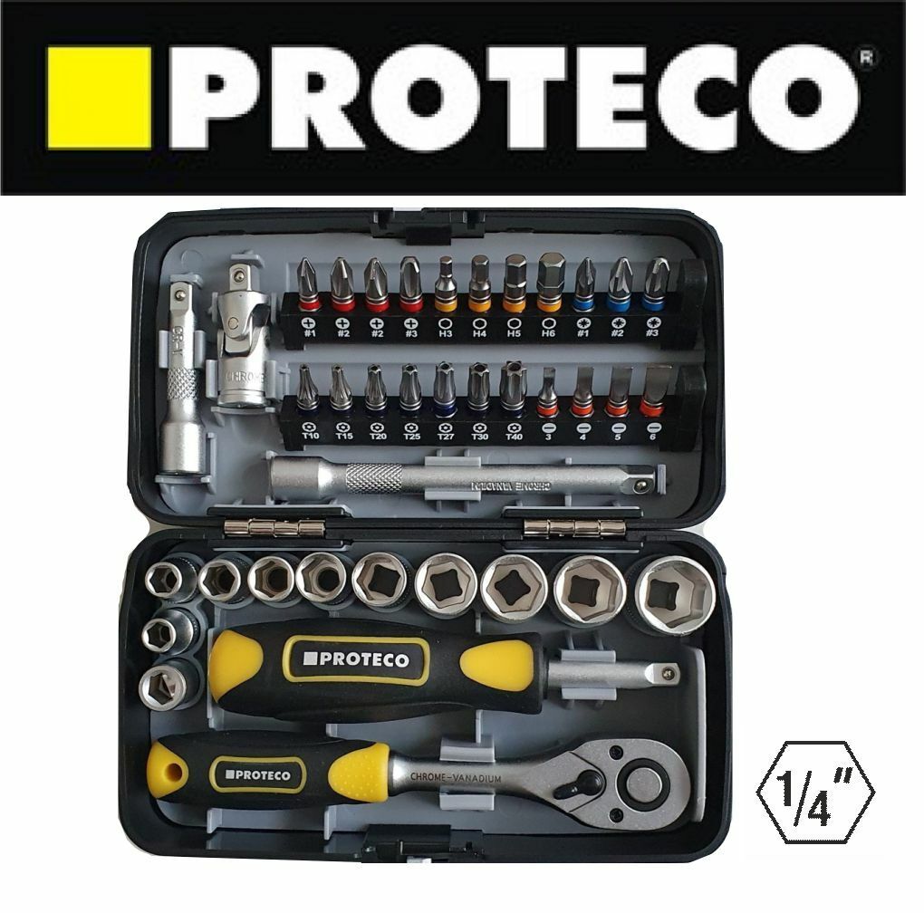 38PCS-Metric-Set-of-sockets-and-bits-14-Ratchet-with-screwdriver-bits-in-box-133819612102