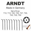 LONG-Torx-Set-of-9-pc-Hollow-End-Offset-Wrench-Security-Star-Keys-German-Made-144044200824